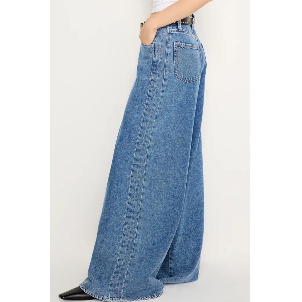 Good American Jeans Womens 6/28 Blue High Rise Paneled Wide Leg Denim Baggy - Picture 3 of 10